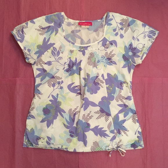 Los Angeles Rose Floral Scrub Top Size Small - Picture 1 of 2